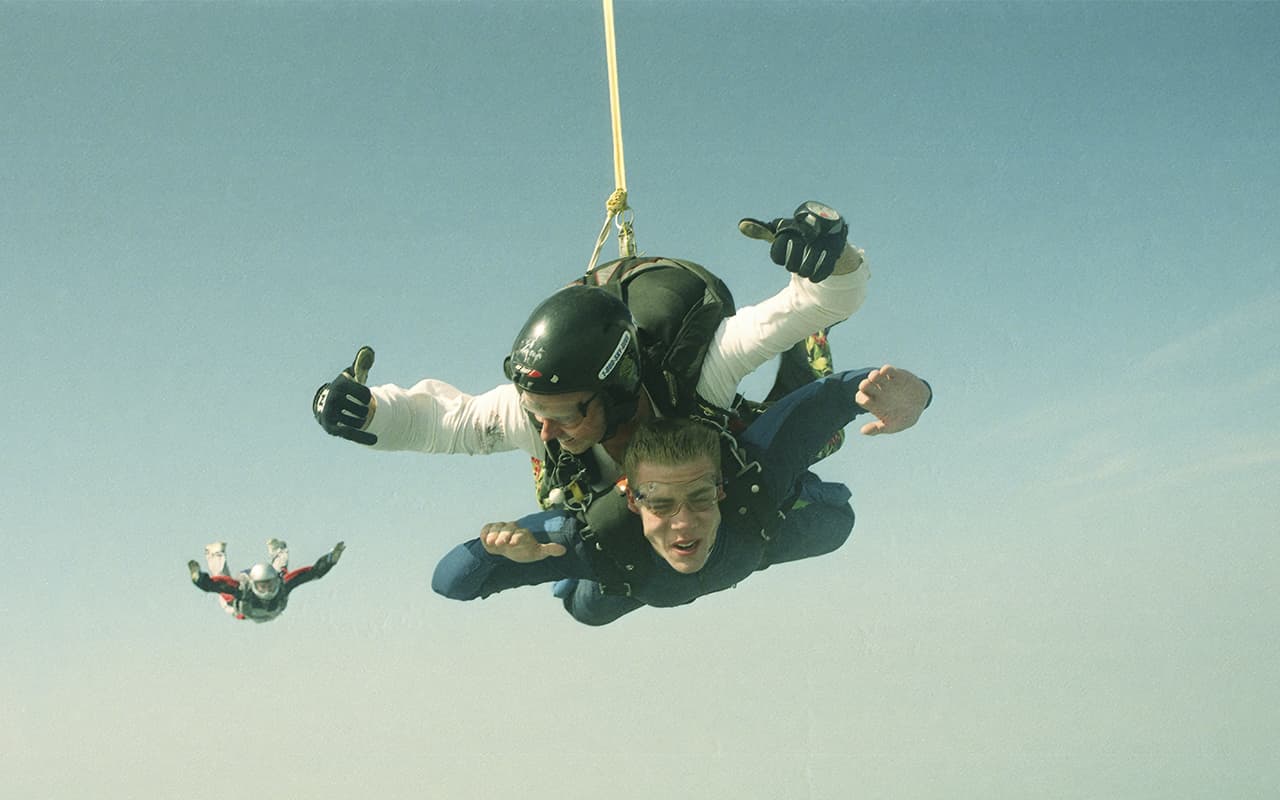 Preparing for the first parachute jump